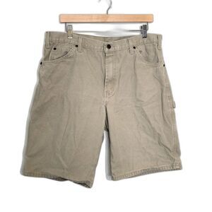 Dickies Shorts Mens 36 Tan Relaxed Fit Carpenter Canvas Workwear Pockets Logo